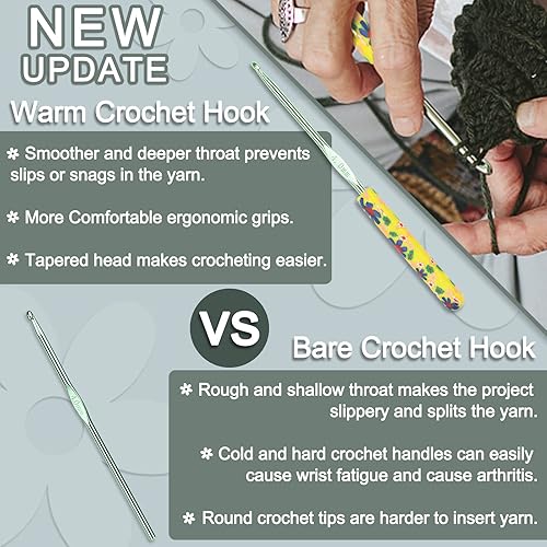 Miniatura 4 de Coopay Ganchos de ganchillo cálidos Plus para regalos de ganchillo, 12 piezas de 0.079 in a 0.315 in (B-L) kit de ganchos de ganchillo de agarre