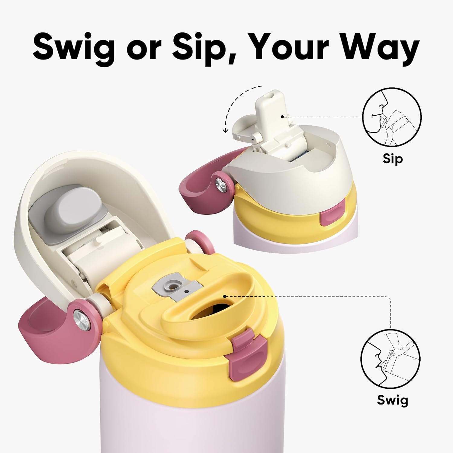 ENCOOL Leakproof Insulated Water Bottle with Straw Dual-Sip Water Bottle Bag-Safe Design for Work, Commute & Gym – Keeps Drinks Cold All Day, 18 oz, Blush Pink - Image 7