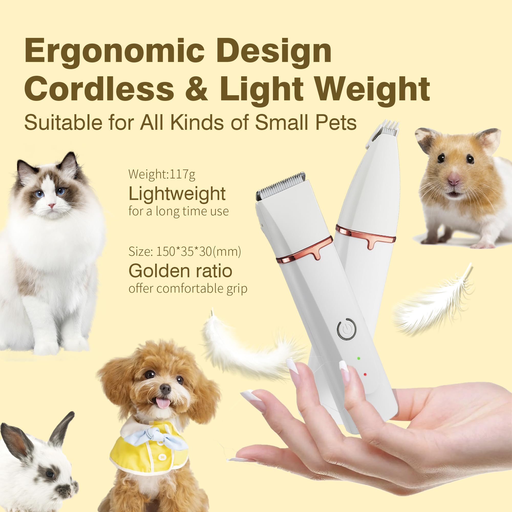 Petium 4-in-1 Dog Grooming Clippers Kit-Quiet Dog Nail Grinder & Paw Trimmer,USB-C Rechargeable Cordless Low Noise IPX4 Waterproof Pet Clippers for Small Dogs & Cats,6 Guide Combs - image 7