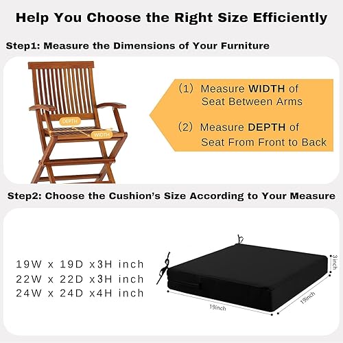Miniatura 7 de idee-home Cojín para silla de patio para muebles de exterior de 19 x 19 x 4 pulgadas, cojín de asiento de exterior de repuesto para asiento de patio