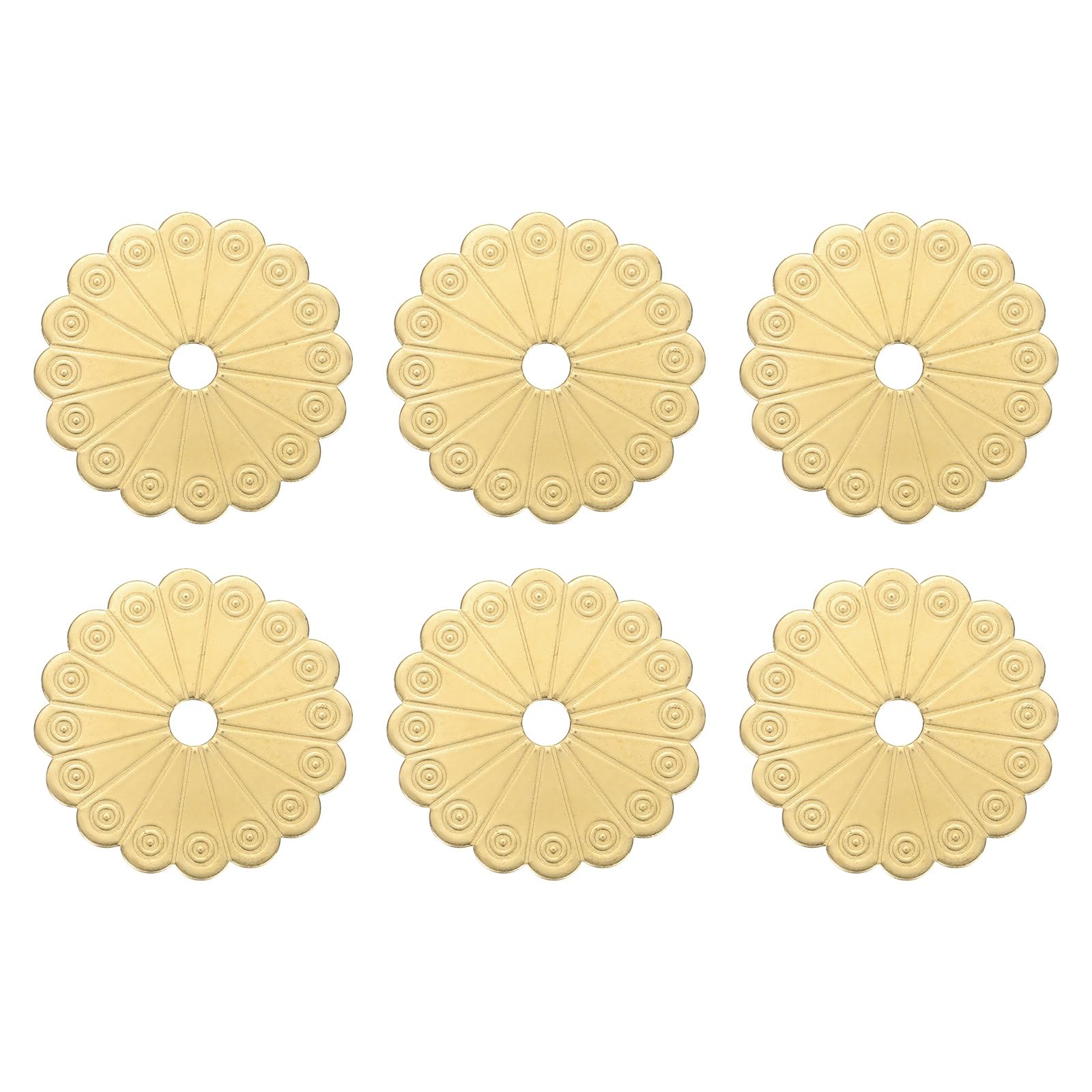 sourcing map 6Pcs Cabinet Knob Backplate, 42mm x 42mm Classical Furniture Decorative Brass Backplate Washers, Vintage Flower Shape Gasket Hardware for Doors, Drawers, Closets, Brass