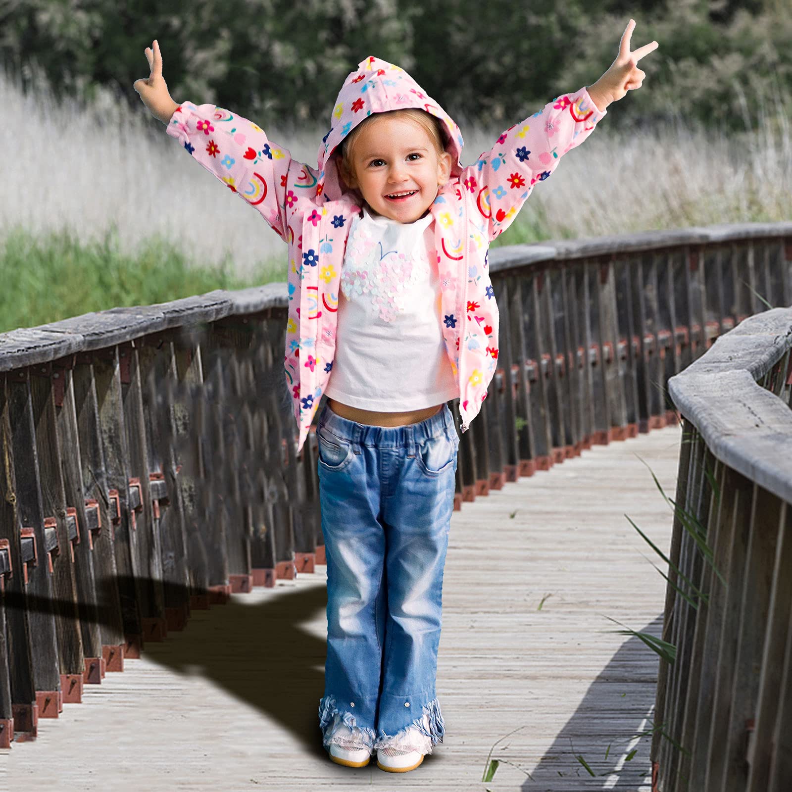Jacke für Kinder Mädchen mit Kapuzen Sweatjacke Mantel Kapuzenjacke Gefütterte Winddicht Windjacke Sommer Frühling Herbst Licht Übergangsjacke Wanderjacke Outwear Jacken 1-7 Jahre