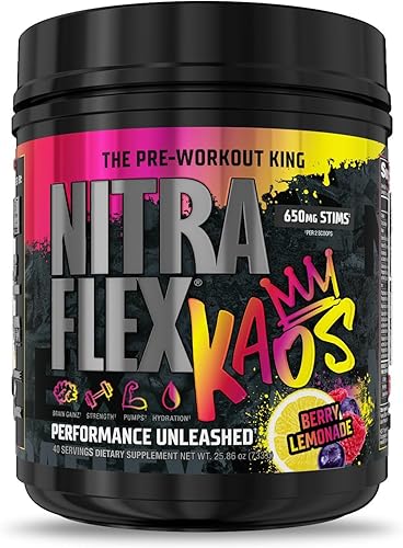 GAT SPORT Nitraflex KAOS Berry Lemonade - Polvo para pre-entrenamiento,