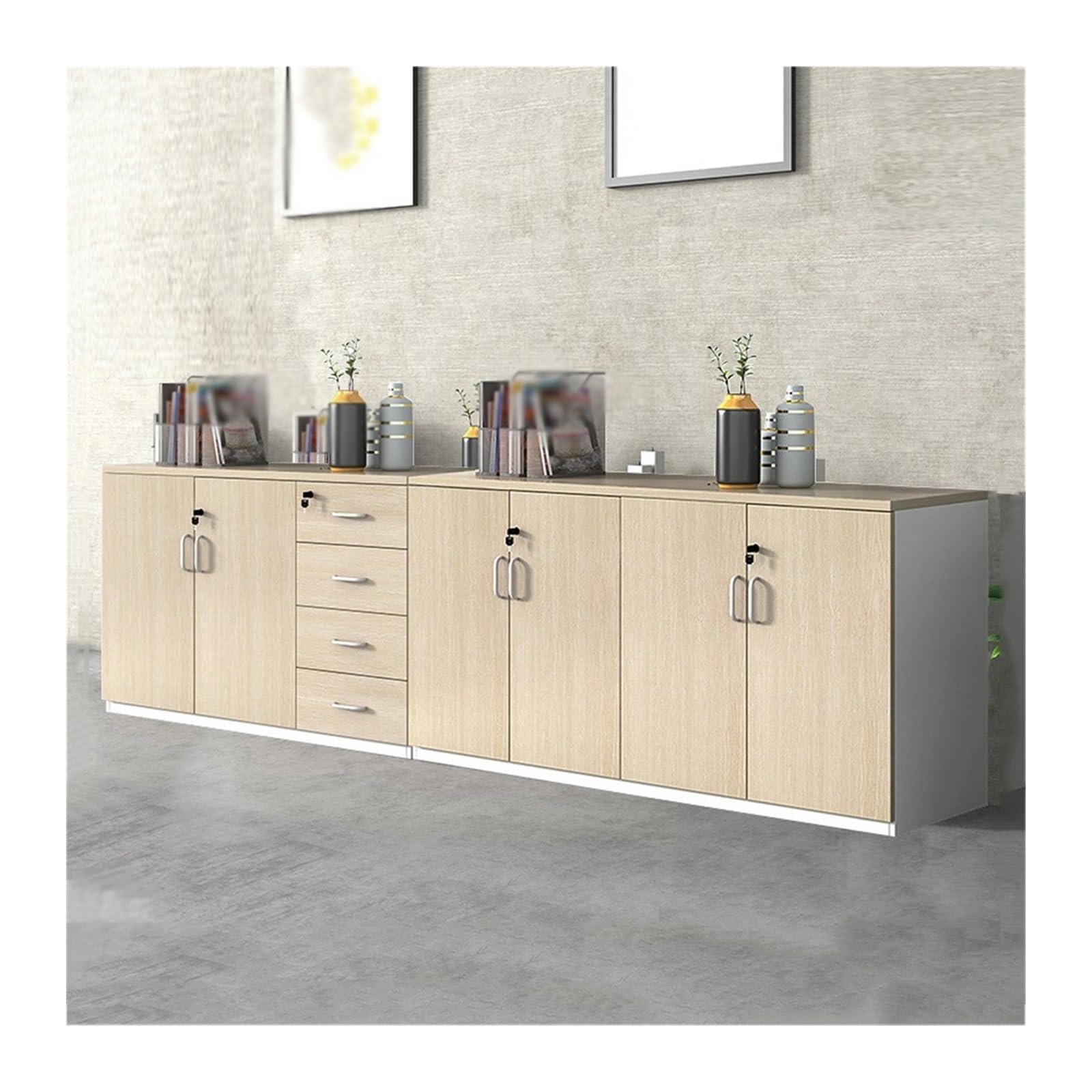 Armadio da Ufficio Armadietto classificatore combinato Armadietto portaoggetti in legno Armadietto stampante Sei ante Quattro cassetti Armadietto archivio dati Armadietto classificatore for ufficio da