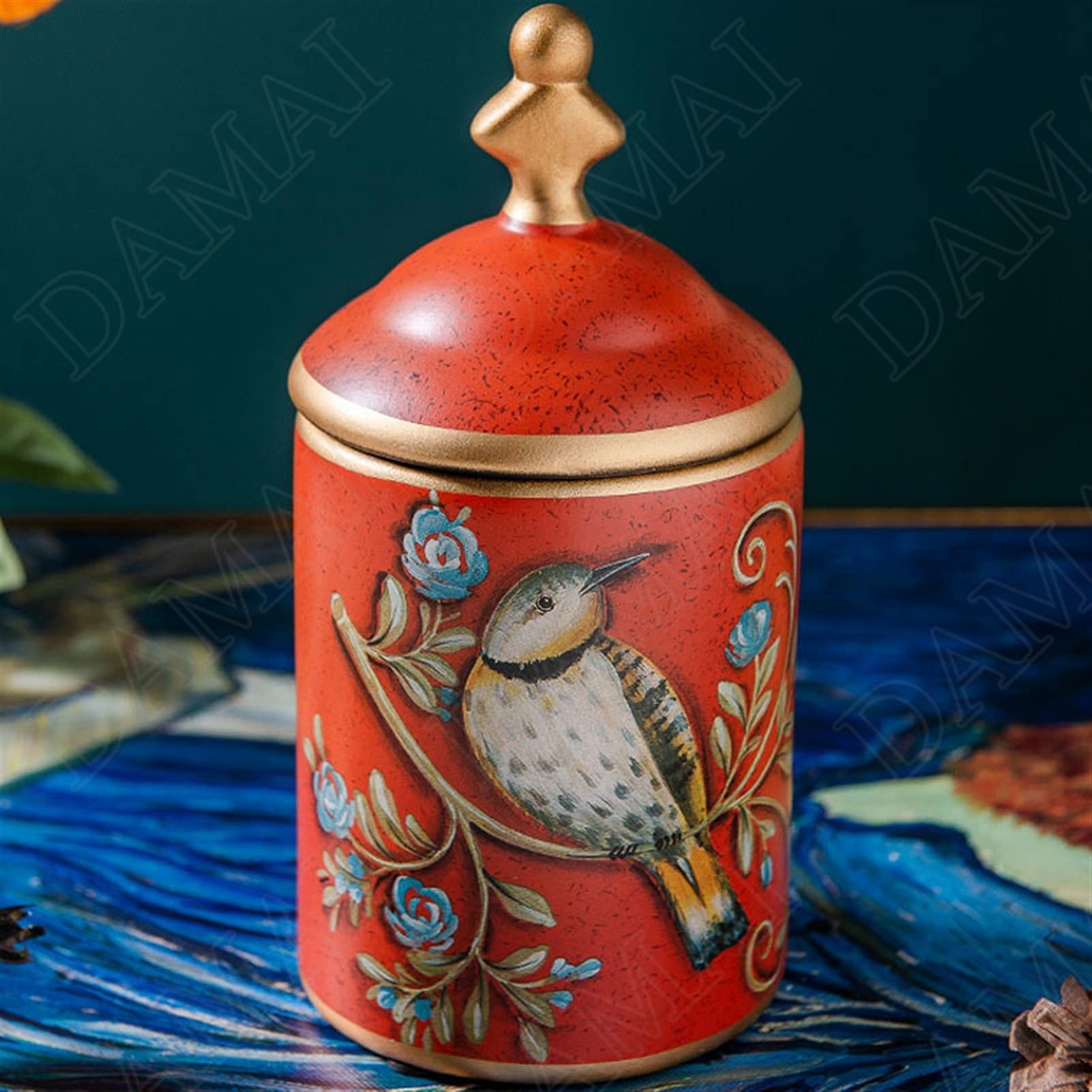 Botes para Alimentos Frascos de cerámica de Aves con Tapa Joyas de Almacenamiento Jar Dulces Tanque Mesa de café Desktop Snacks Organizer Tanques Decoración del hogar Moderno Botes Herméticos