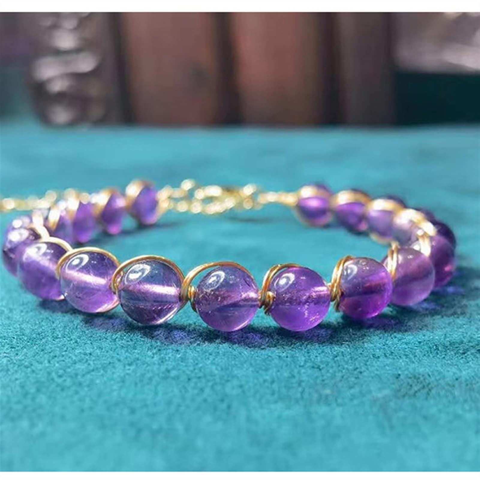 Perlas de Piedra Natural Pulsera Brazalete Mujeres Hecho A Mano A Hecho A Mano Lucky Amistad Pareja Joyería (Gem Color : Pink)
