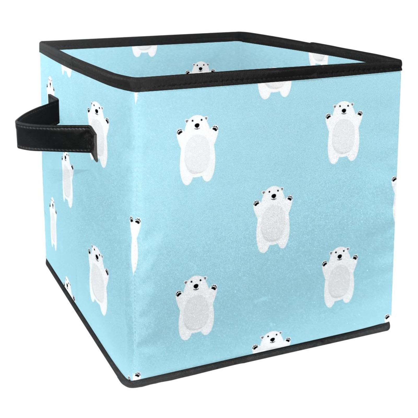 Boîte de rangement jouets et livres pour chambre d'enfant motif ours polaire blanc debout