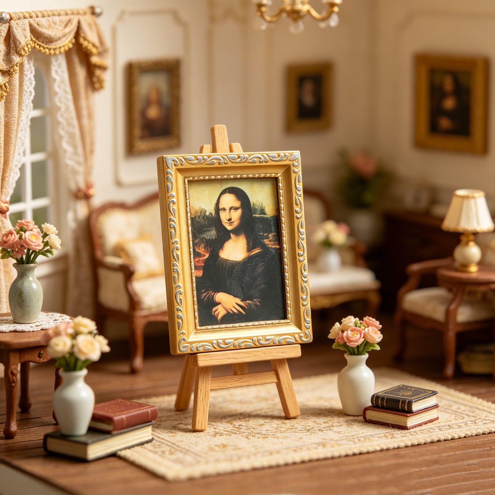 モナリザ ミニチュアアート ディスプレイアート Amazon.com: LUOZZY Mini Mona Lisa Painting Model Wall Art