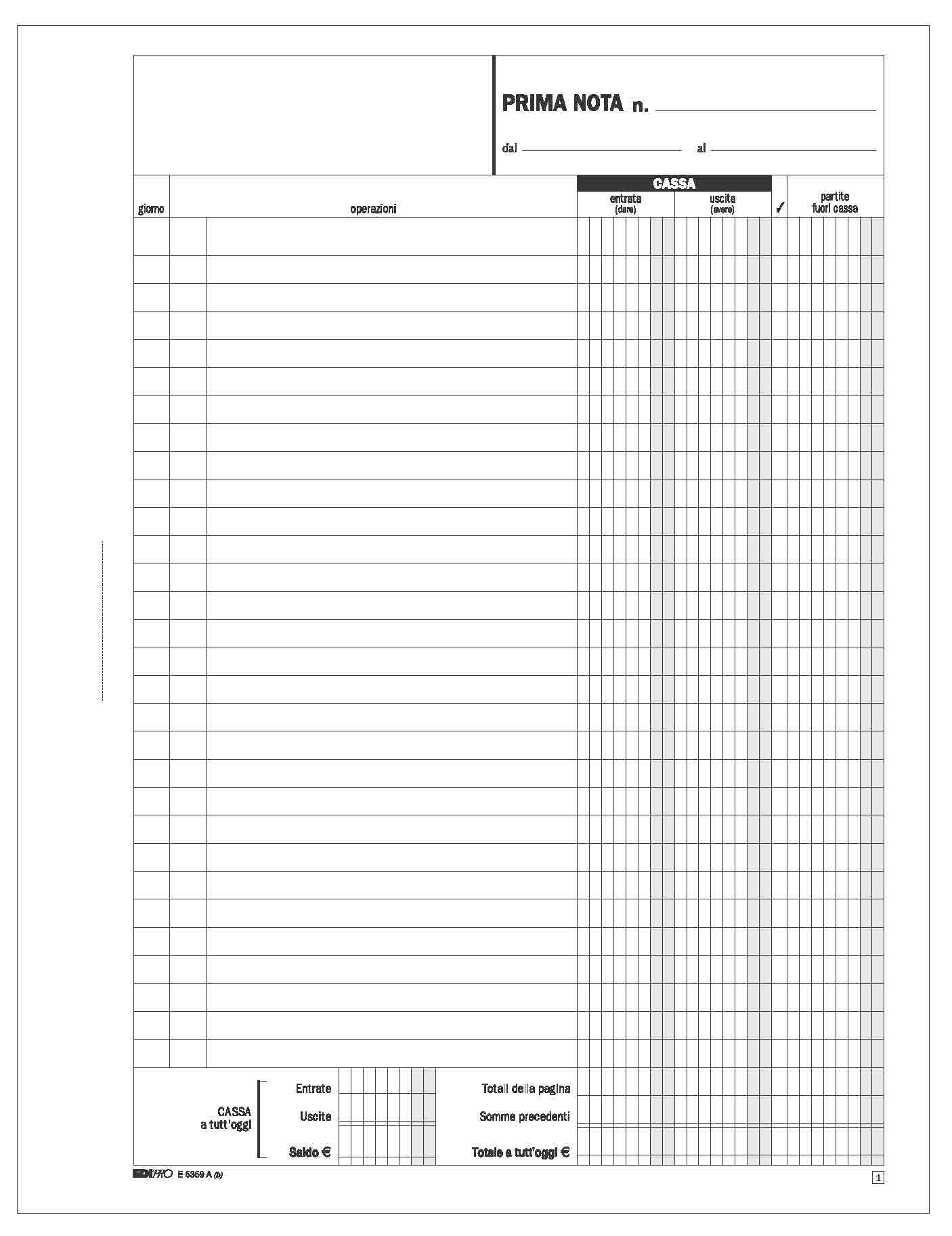 EDIPRO E5359A Blocco prima nota cassa autoricalcante 50x2 f. 29,7x22