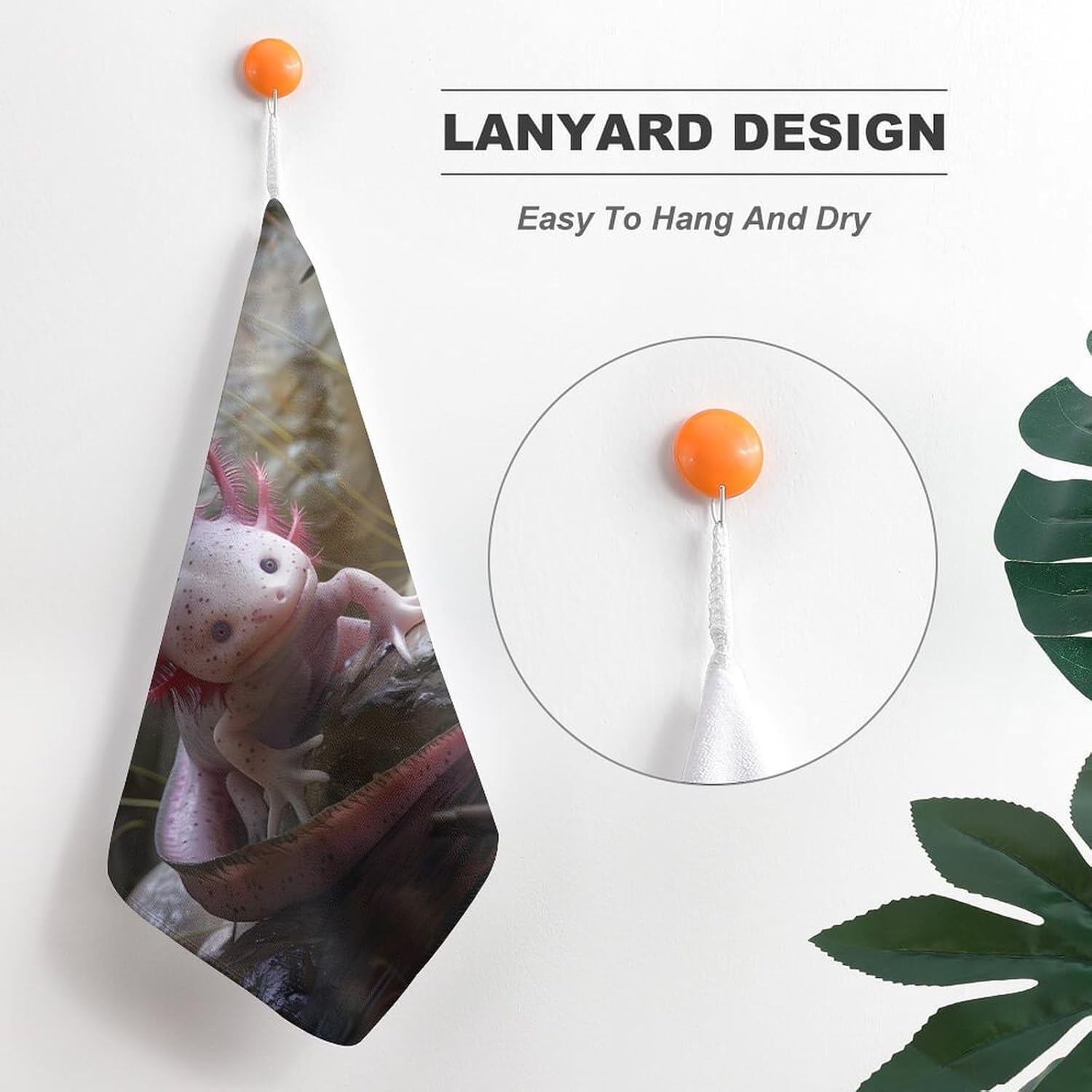 Axolotl Hand Towels for Bathroom Kitchen Towels Small Towel Handkerchiefs with Hanging Loop 4PCS
