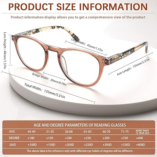Miniatura 2 de CLASAGA Reading Glasses for Women, Pattern Design Ladies Computer Readers Blue Light Glasses