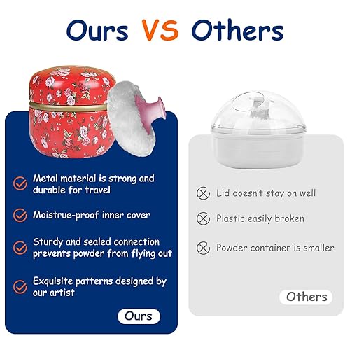 Miniatura 52 de Soplo de polvo corporal y recipiente para polvo de polvo, soplo de polvo para mujer y estuche para polvo para baño y viajes (Lotus)