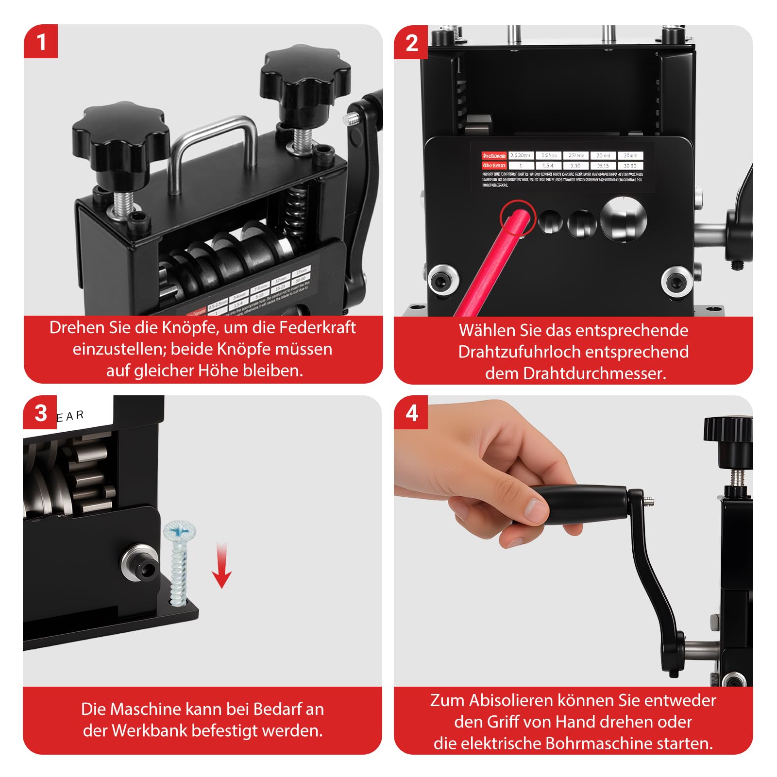 Máquina pelacables con 6 canales y 5 cuchillas, pelacables manual, Φ 3 – 17 mm, pelacables para cortar desechos (negro)