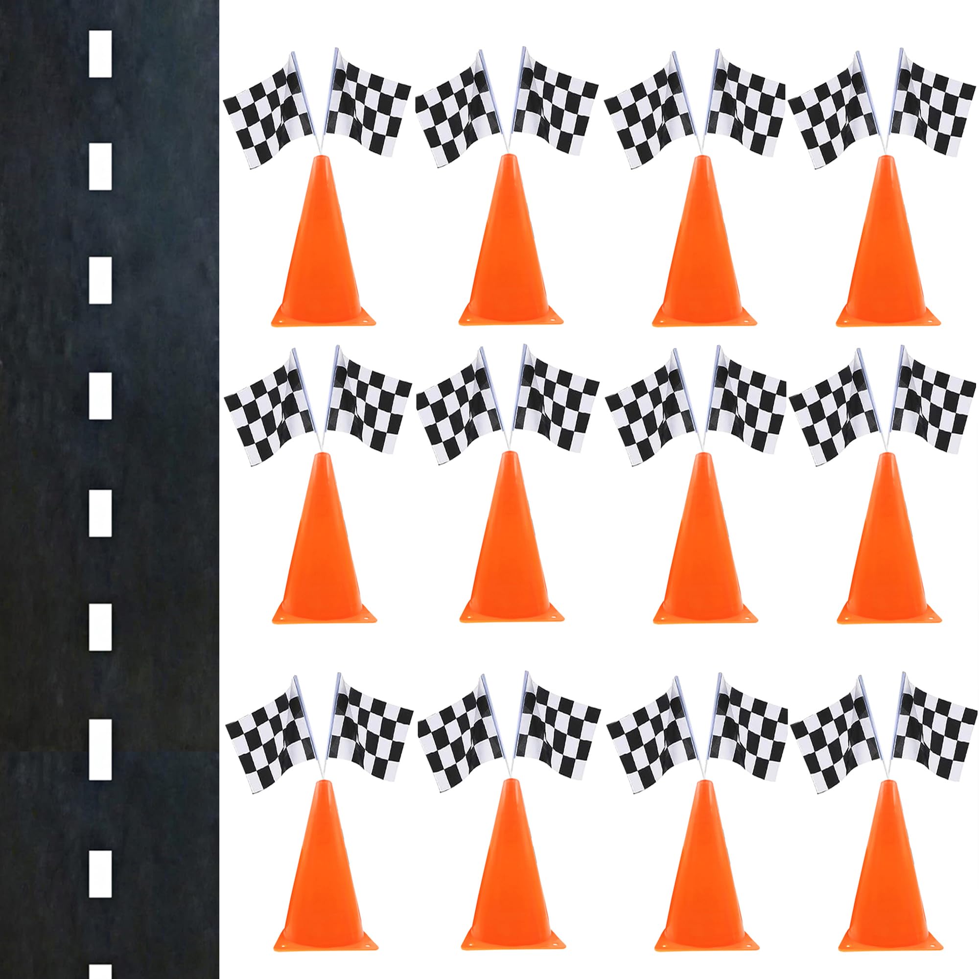 Photo 1 of YOELVN 7inch Orange Racing Cones with Flags & Runner (38PCS)