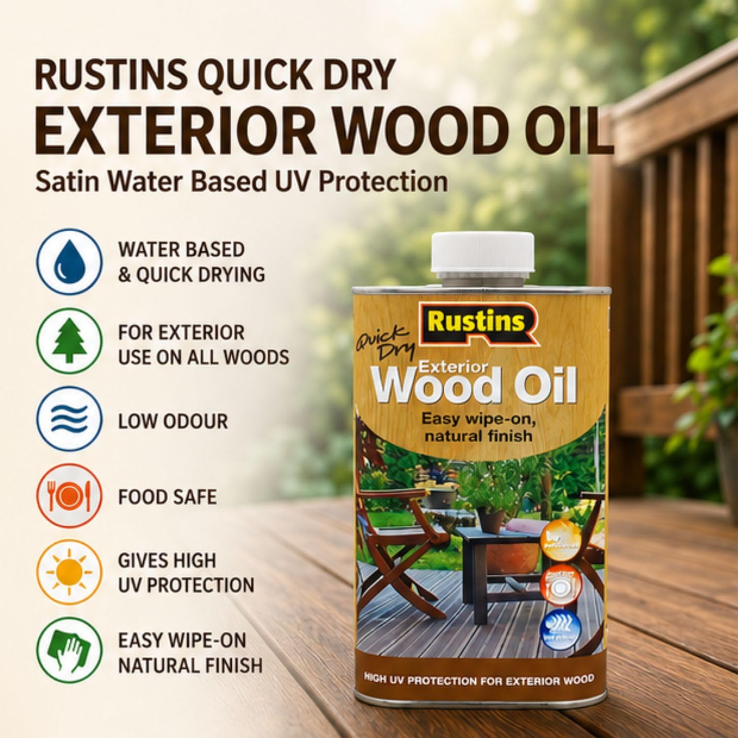 Rustins EWDOIL500 zewnętrzny olej do drewna, 500 ml