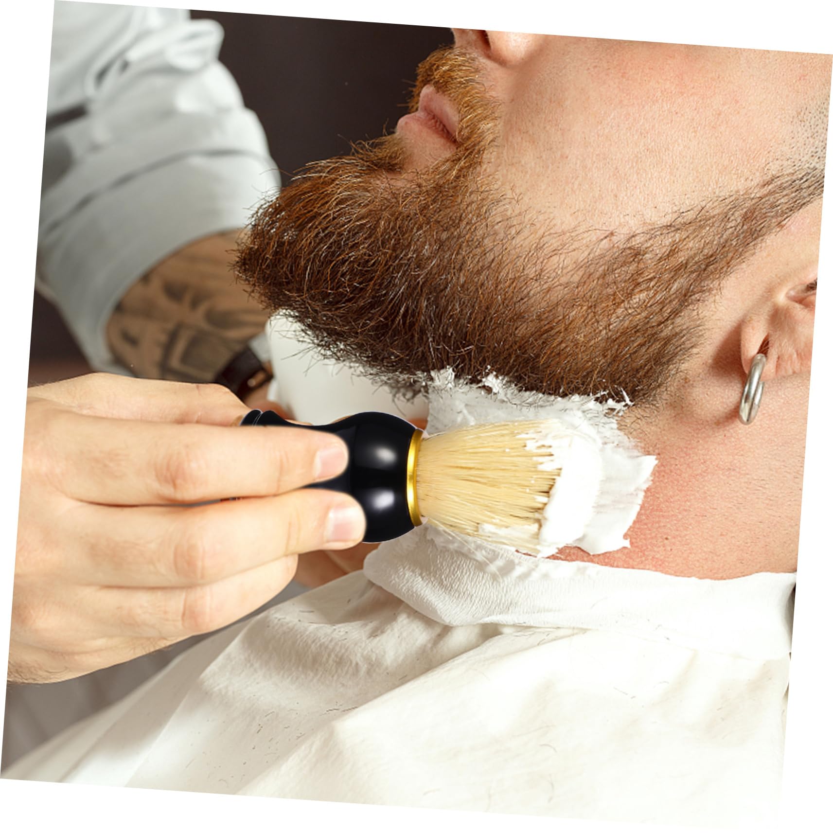 NULYLU Beard Brush for Men Shaving Brush Set Wooden Handle Care Tool Male Personal Care Supply Random Color