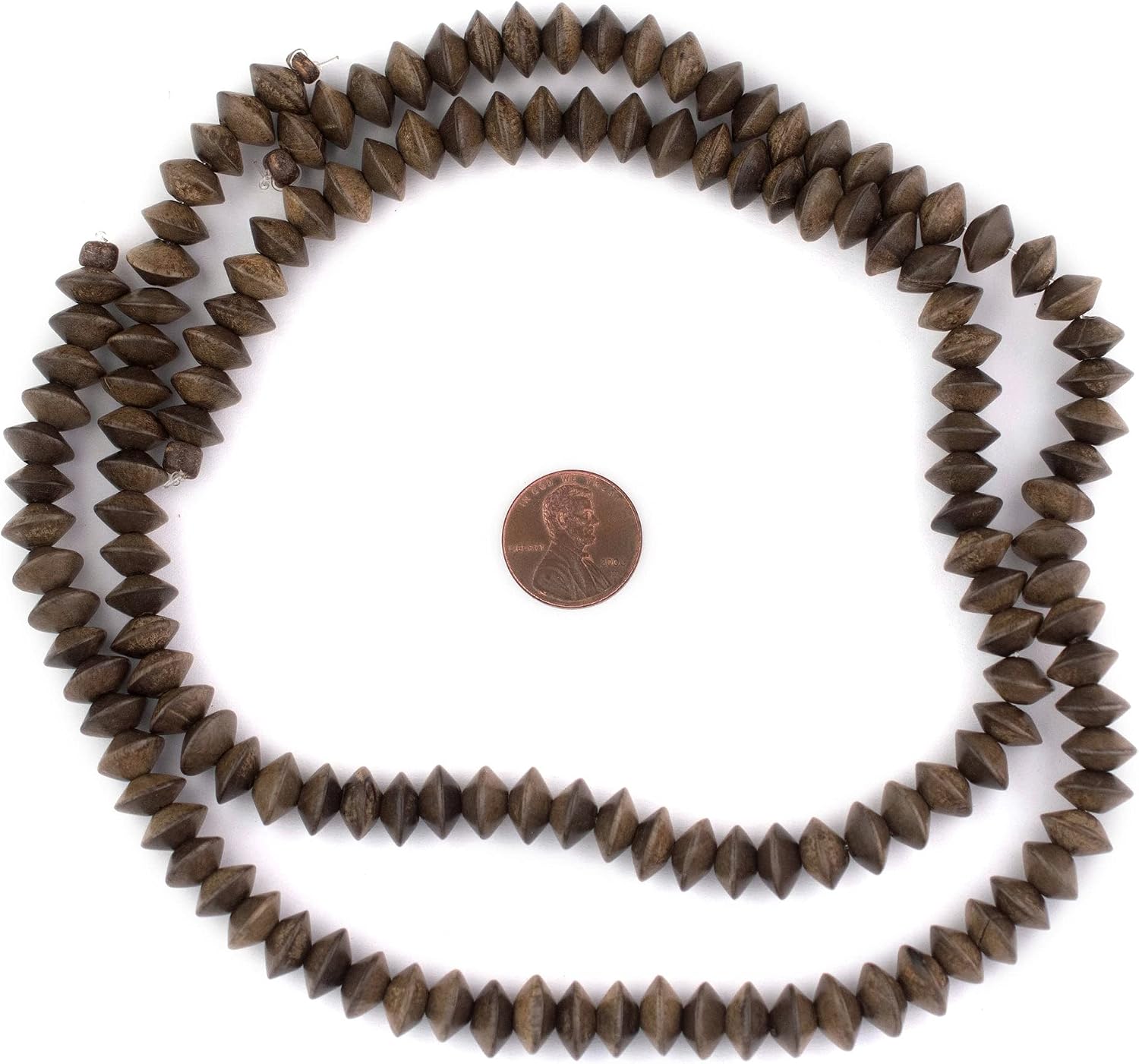 The Bead Chest Bicone Natural Graywood Beads 5x10mm Grey Wood Large Hole 16 Inch Strand