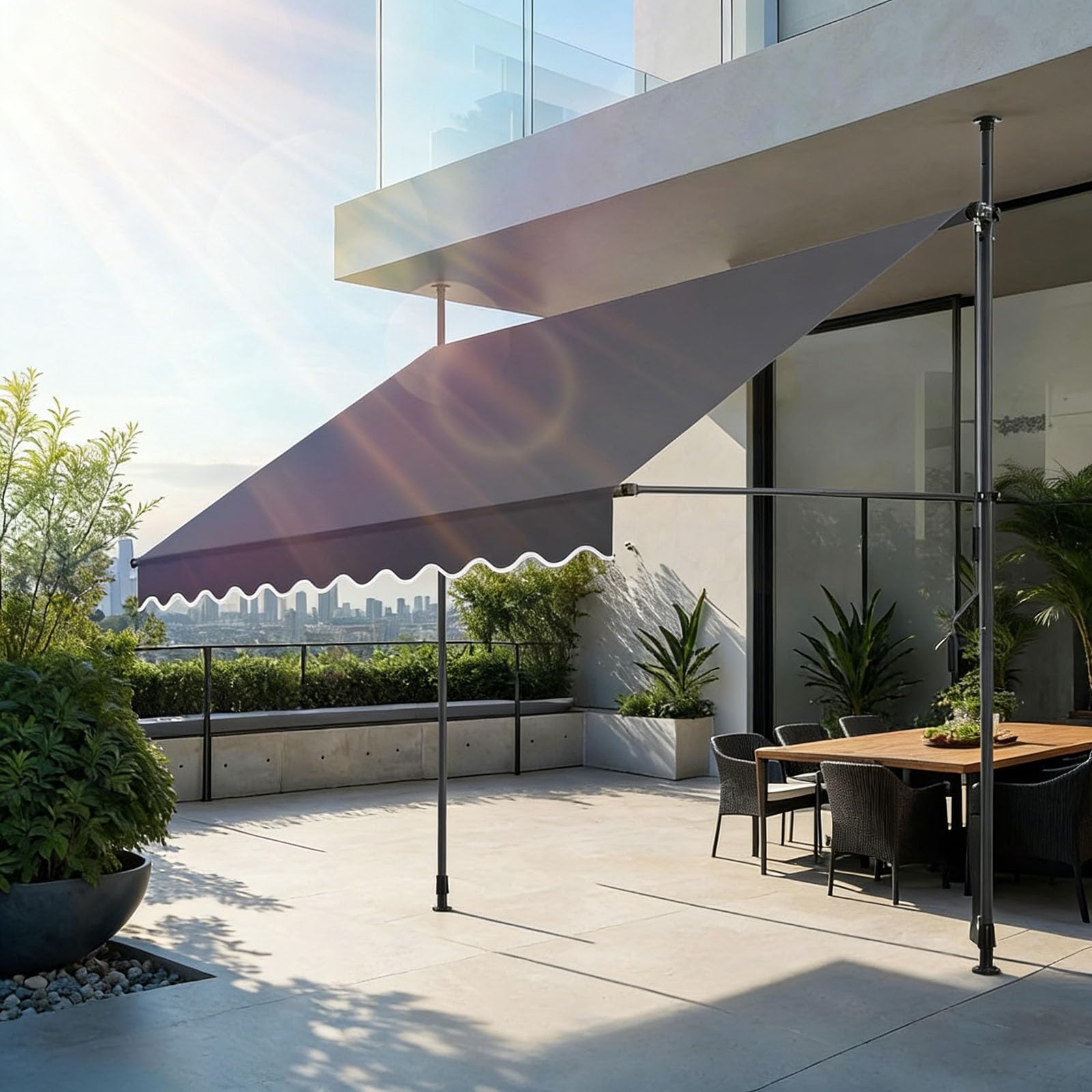 Store banne Manuel rétractable avec manivelle Protection Solaire, sans perçage, 300x150cm banne de Jardin Patio, Brise Soleil, Marquise de terrasse(Black,79" x 47")