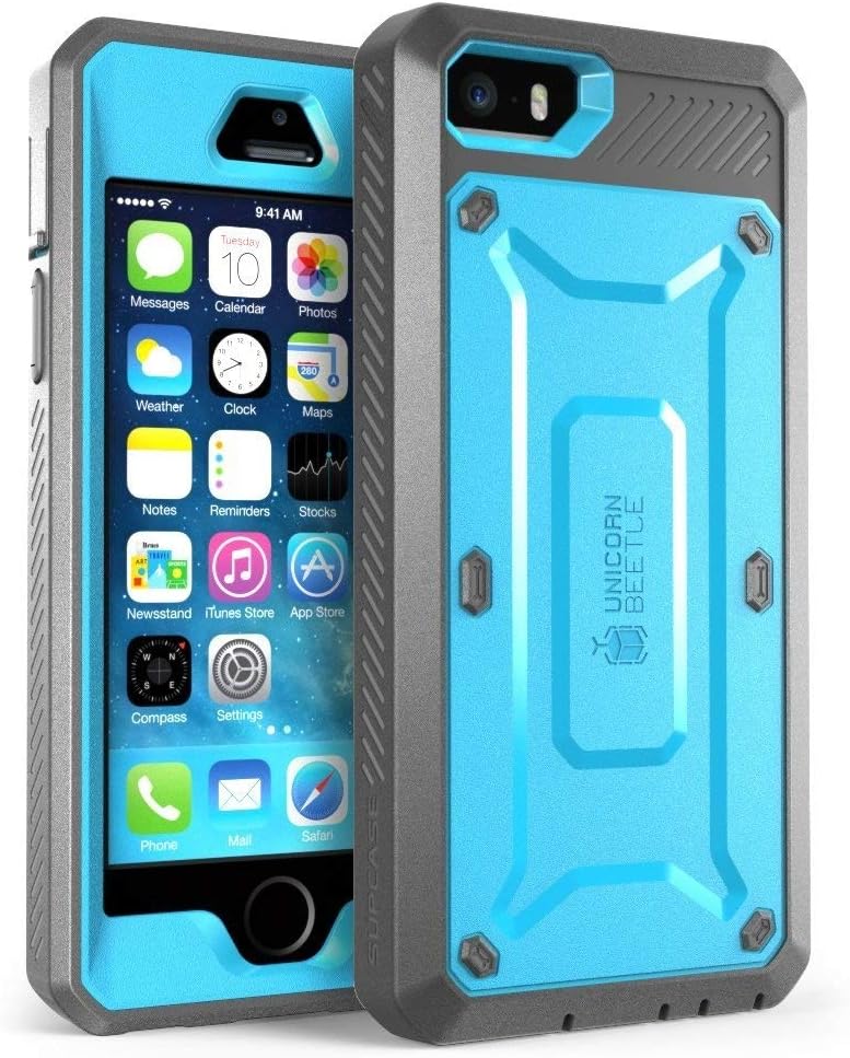 iPhone 5S Case SUPCASE Heavy Duty Belt Clip Holster iPhone 5S Case Compatible with iPhone 5 Unicorn Beetle PRO Full-Body Rugged Hybrid Protective Cover with Built-in Screen Protector (White/Gray)
