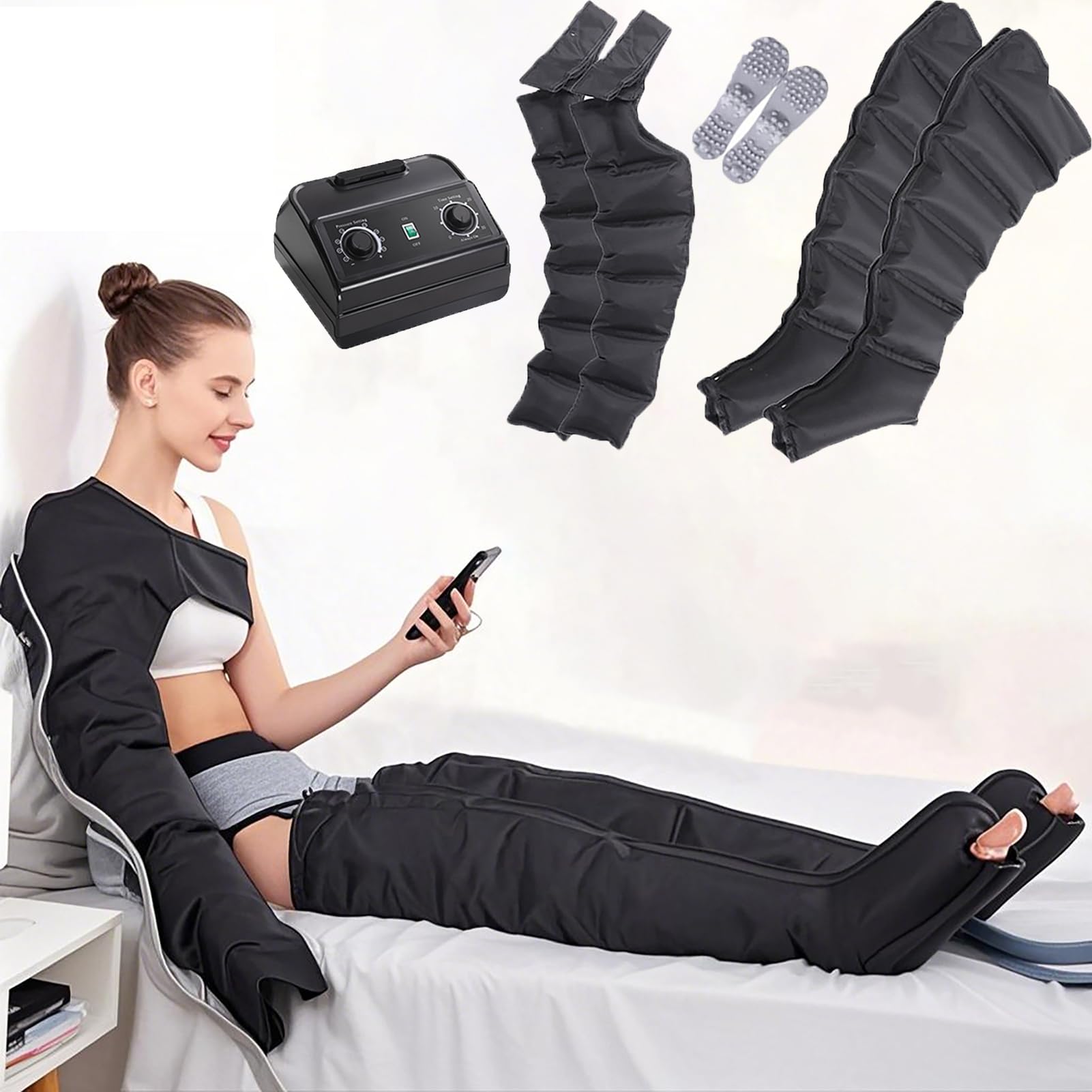 Elektryczna kompresja powietrza z 6 wnękami do drenażu limfatycznego masażer nóg, buty uciskowe na nogi, buty presoterapeutyczne, masażer łydek kostek, relaks, funkcja pomiaru czasu