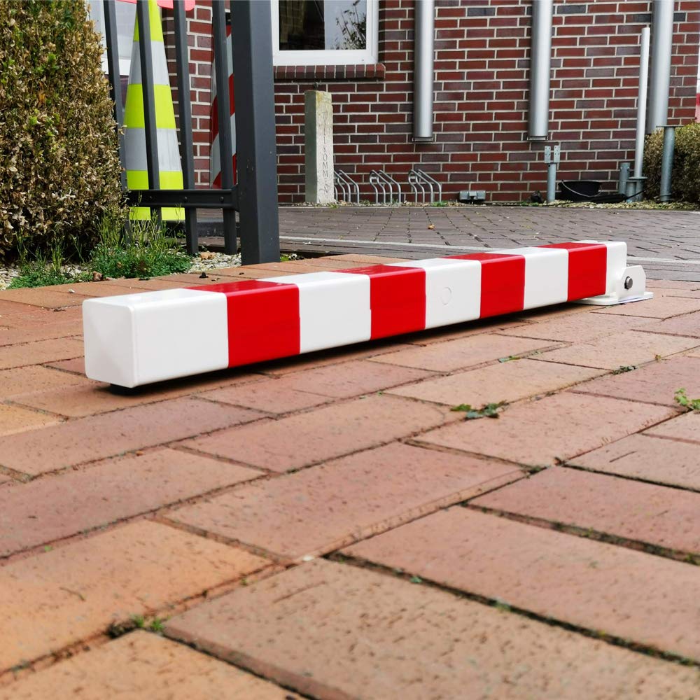 Absperrpfosten 900mm Hoch - 70x70mm Vierkantrohr, Umlegbar mit Dreikantverschluss, Duebelbefestigung, Poller, Parkplatzsperre