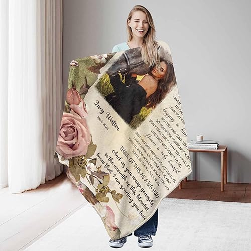 Miniatura 4 de D-Story As I Sit in Heaven - Manta y Mantas Conmemorativas, Mantas Conmemorativas Personalizadas con Fotos para la Pérdida de Madre, Mamá, Abuela,