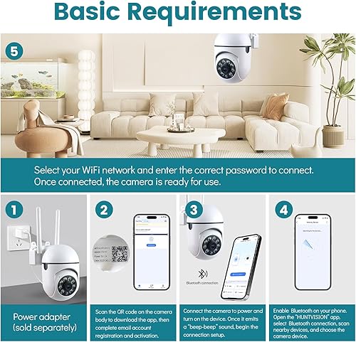 Miniatura 8 de Cámaras interiores para el hogar, cámaras de seguridad panorámicas HD panorámicas con visión nocturna a color, detección de personas y movimiento,