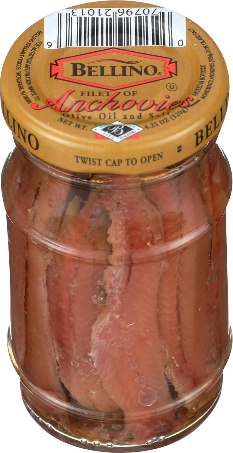 Bellino Fillet of Anchovy, 4.25-Ounce Glass Jars (Pack of 4)