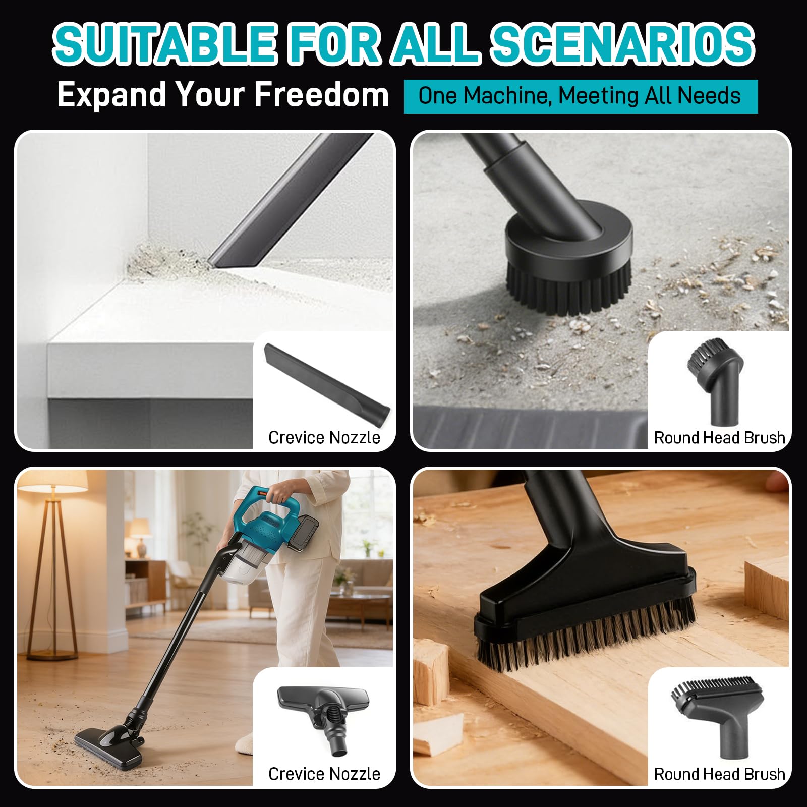 Aspirapolvere manuale a batteria per Makita 18 V, 16000 Pa con grande contenitore per la polvere da 0,7 l, aspirapolvere portatile 5 in 1 per peli di animali domestici, tappeti/pavimenti duri/auto
