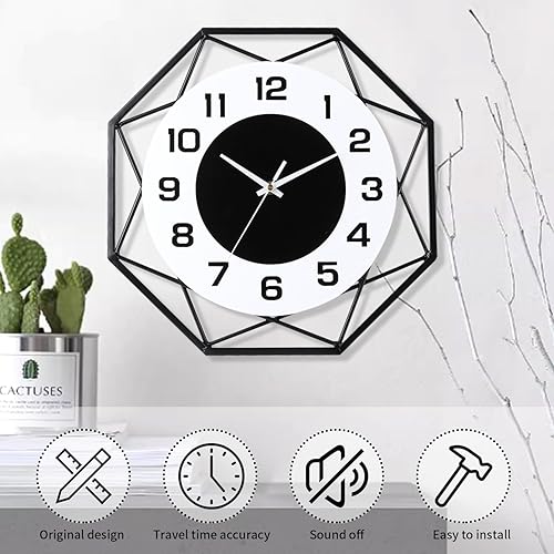 Miniatura 11 de Relojes de pared decorativos de metal de 16 pulgadas, silencioso y sin tictac, funciona con pilas, reloj de pared grande para sala de estar, cocina