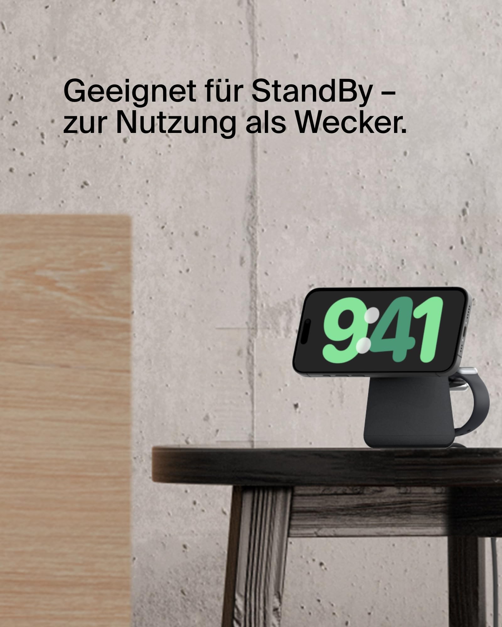 Belkin BoostCharge Pro Kabellose 2-in-1-Ladestation Qi2 15W MagSafe-Kompatibel Ladegerät für iPhone Apple Watch AirPods Schwarz