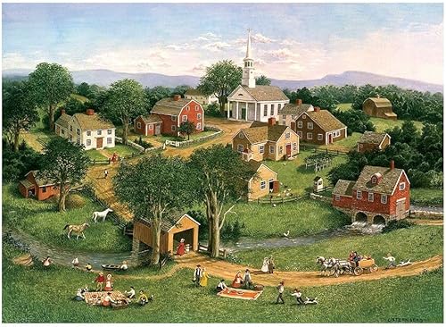 Cobble Hill - Rompecabezas de 1000 piezas – Picnic by The Bridge – Póster de muestra incluido