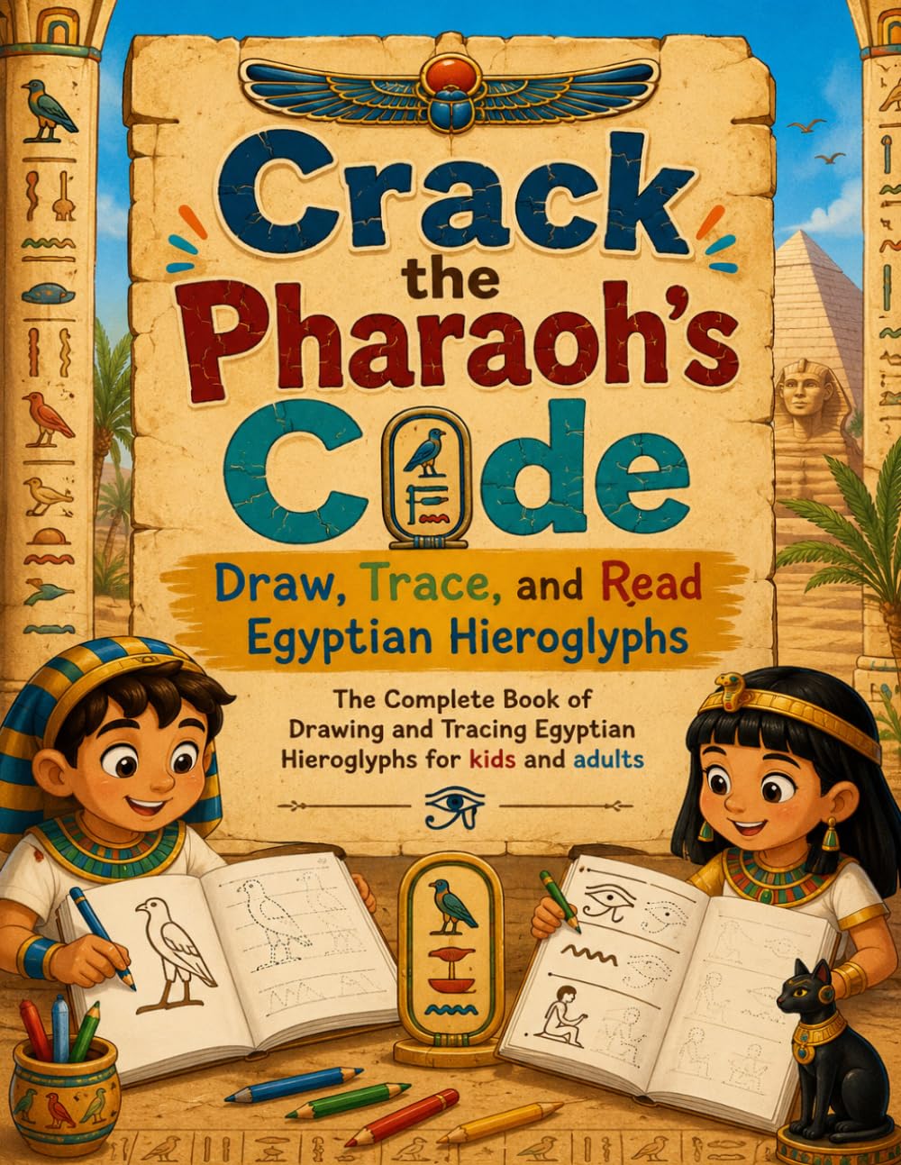 Crack the Pharaoh's Code: Draw, Trace, and Read Egyptian Hieroglyphs: The Complete Book of Drawing and Tracing Egyptian Hieroglyphs for kids and adults