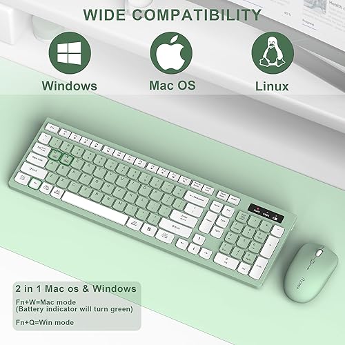Miniatura 4 de Combo de teclado y mouse inalámbricos, teclado inalámbrico de tamaño completo y mouse DPI ajustable, receptor USB de 2.4 GHz, teclado y mouse
