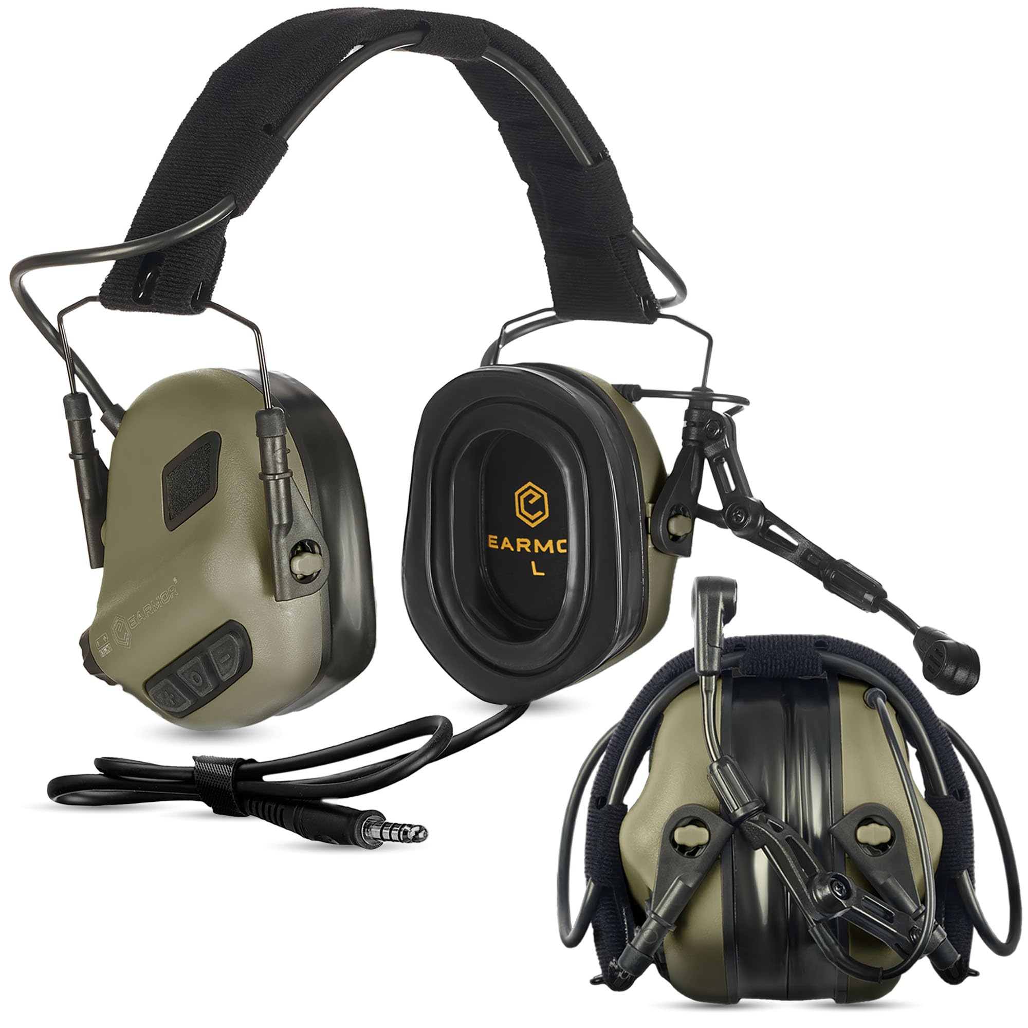 Earmor Bundle: M32 Plus Headset + ARC Fast Helmadapter + M51 PTT Radioadapter – Aktiver Gehörschutz, IPX5, Komplettset
