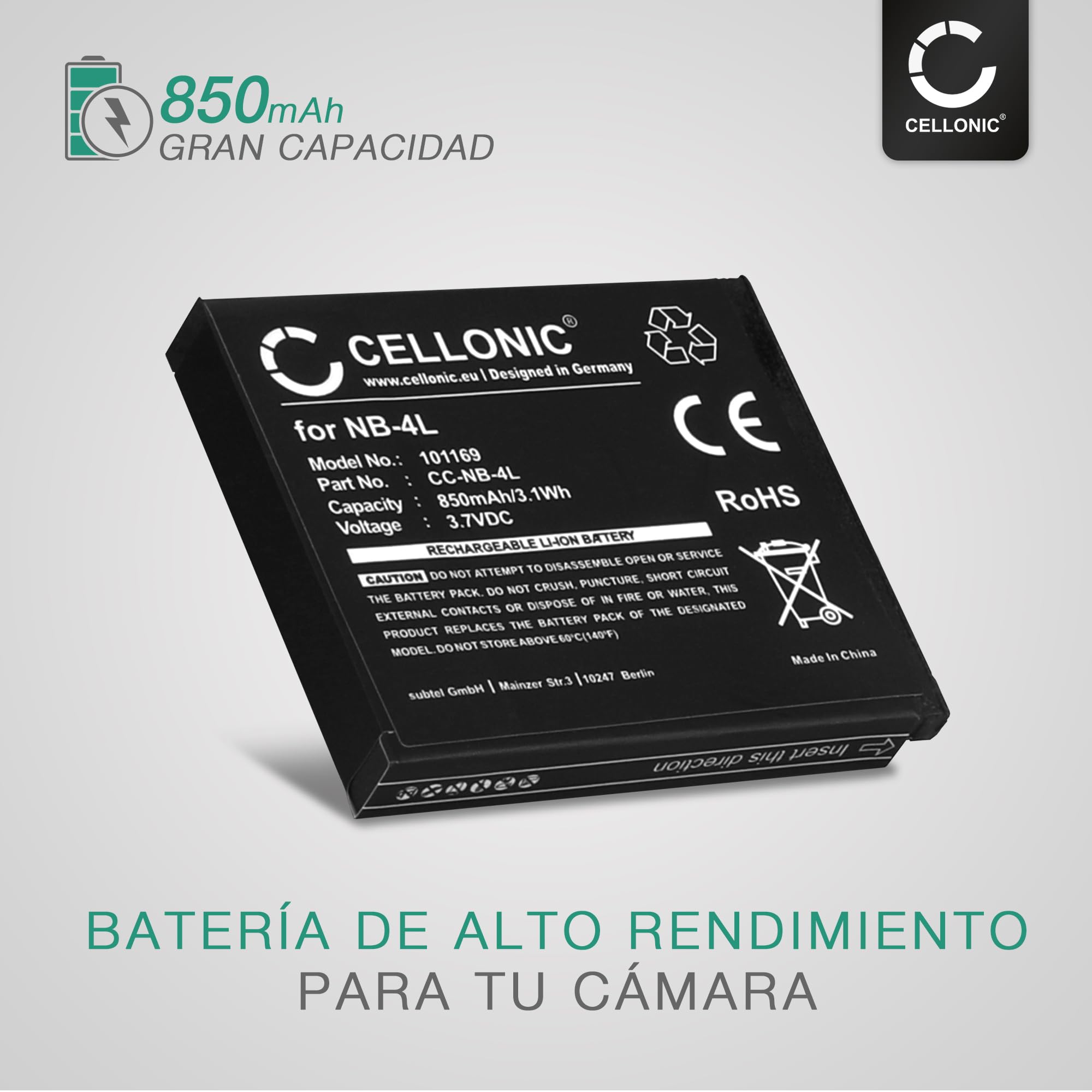 CELLONIC 2X Batería Compatible con Canon Digital IXUS 70, 40, 75, CB-2LV