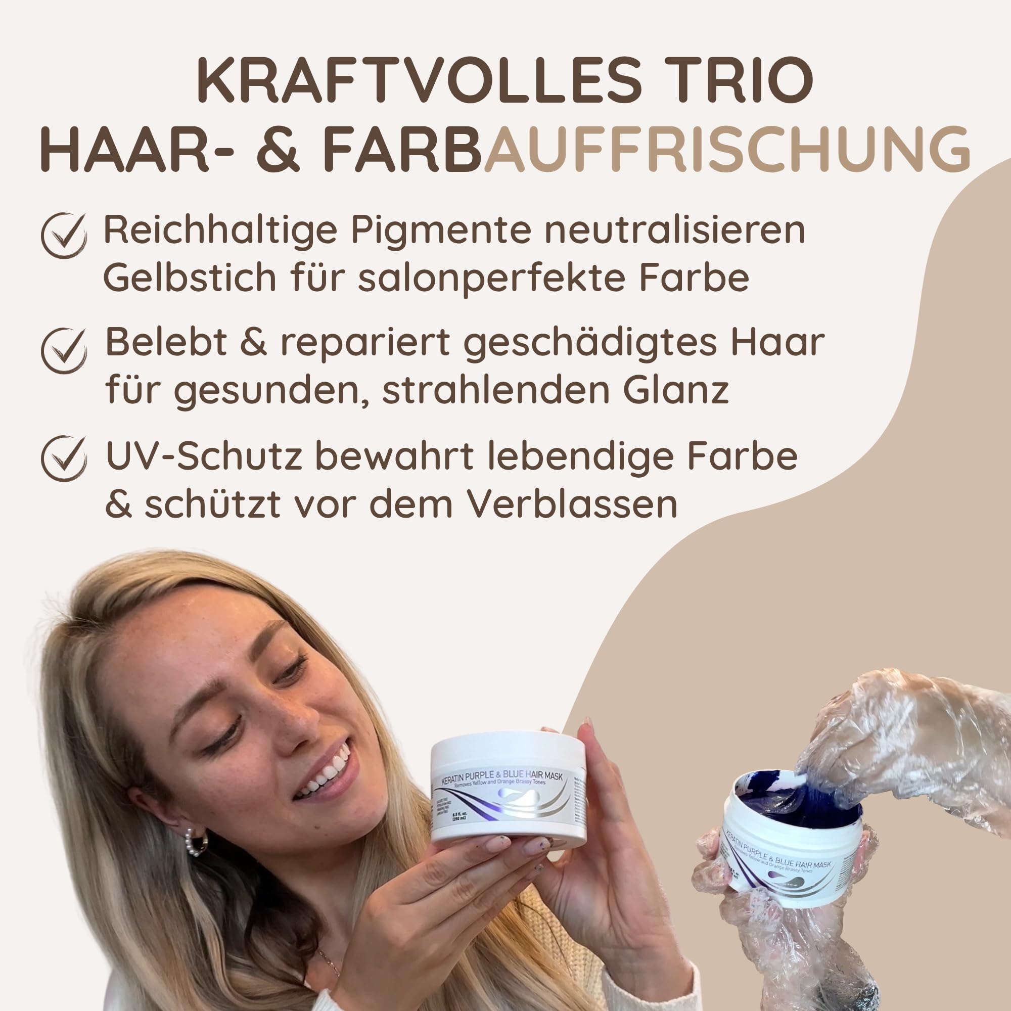 Vitamins Keratin Haarkur Silber Haar Maske - Shiny Hair Haarmaske für geschädigtes blondes blondiertes Haar - Toner Hair Mask Deep Conditioner für trockene Haare