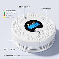 Vista 6 de Paquete de 3 detectores de humo Wi-Fi detector de monóxido de carbono combinado con notificaciones de aplicación, botón de prueba/silencio, detector