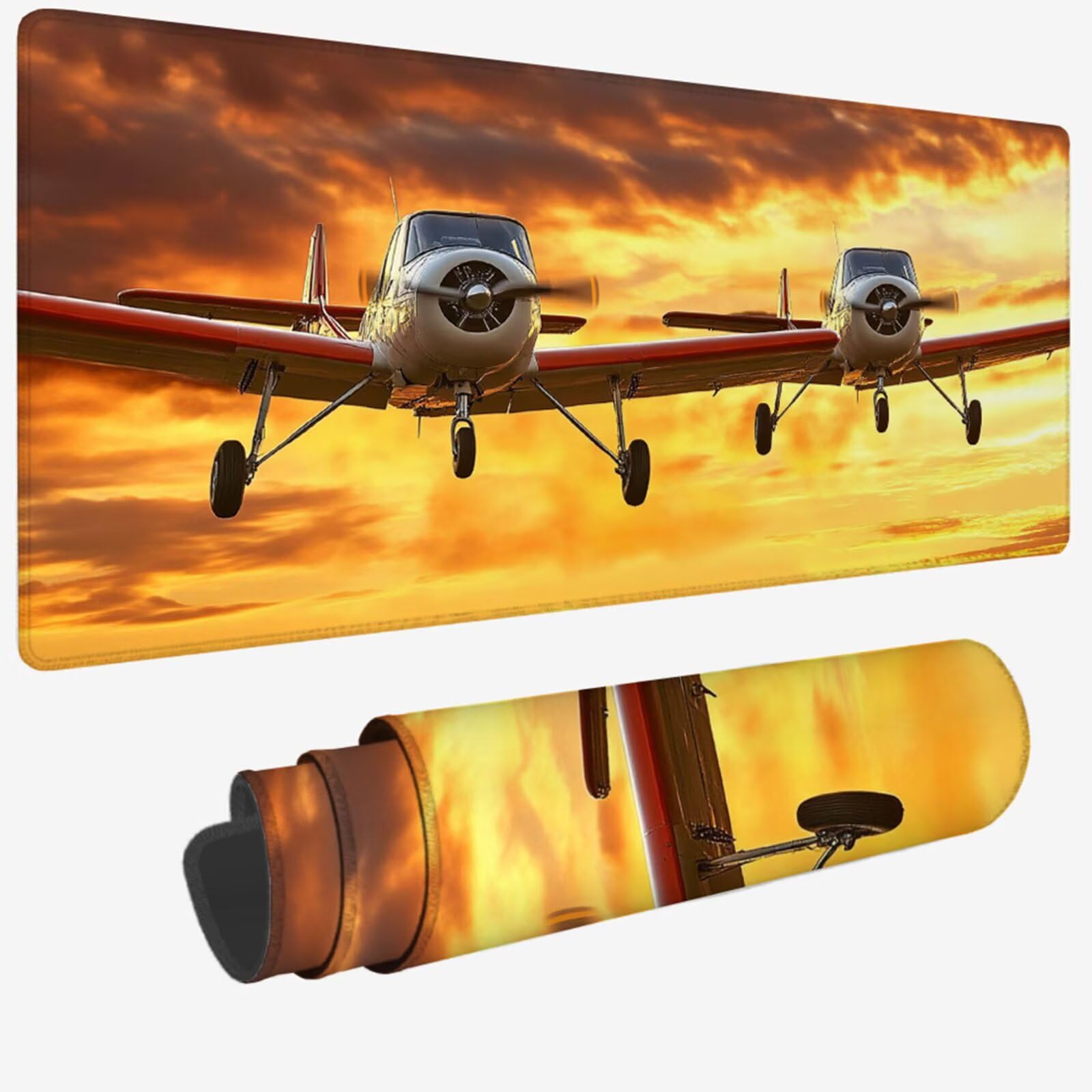 Tappetino per Mouse XXL 1400x600x3mm,Tappetino Mouse giallo,Grande Mousepad aereo con Idrorepellente e Base in Gomma Antiscivolo,Lavabile Tappeto Scrivania da Gioco per Gaming,Ufficio Accessori W-338