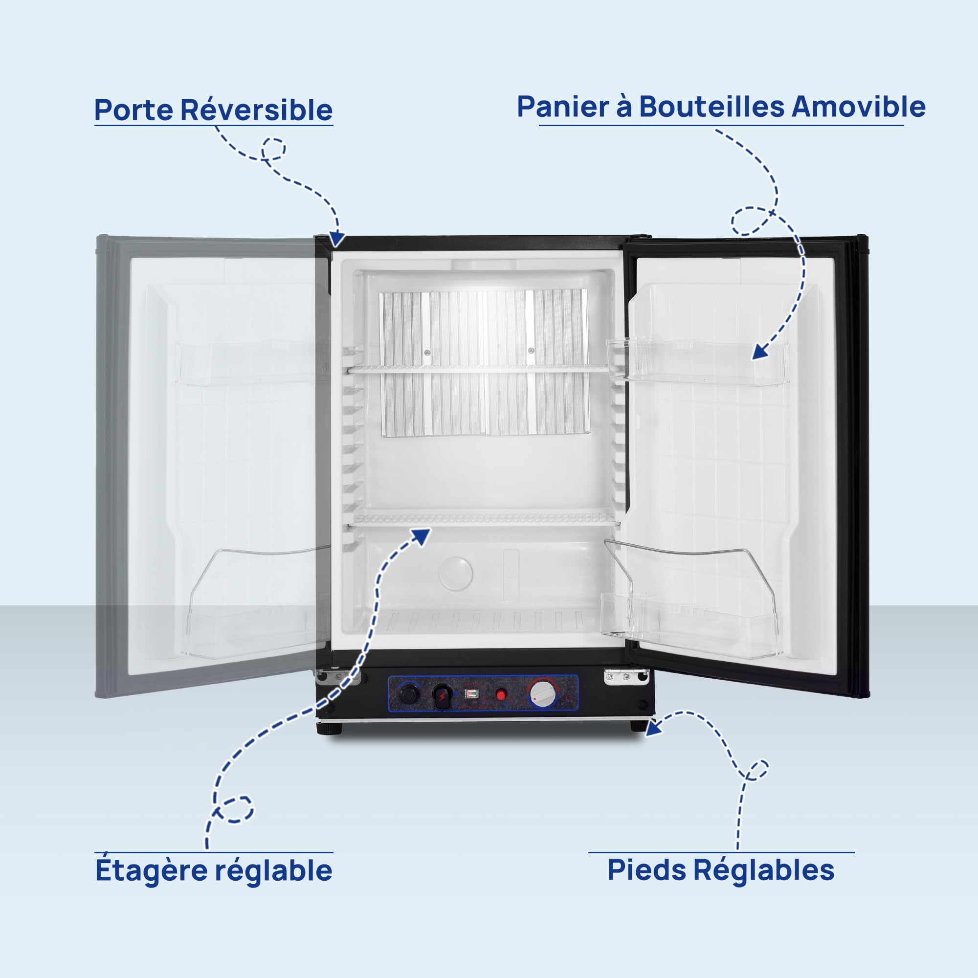 Smad Frigo Trimixte 40L, Réfrigérateur Camping Gaz, Frigo Camping Car pour Caravane Fourgon Camion Chalet Mobile-home, Silencieux, Noir