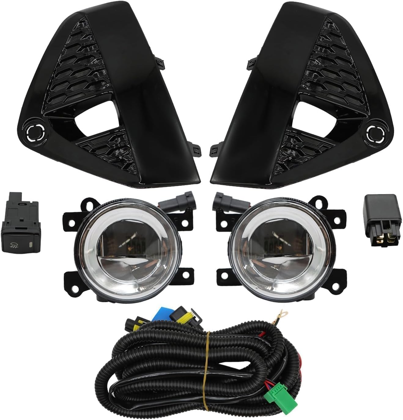 Pair Fog Light Assembly Compatible with Murano 2019 2020 2021 Bumper Lamp w/Switch+Bezel+Wires Left & Right NI1038165 NI1039165 622569UF0A 622569UF1A Driver and Passenger Side