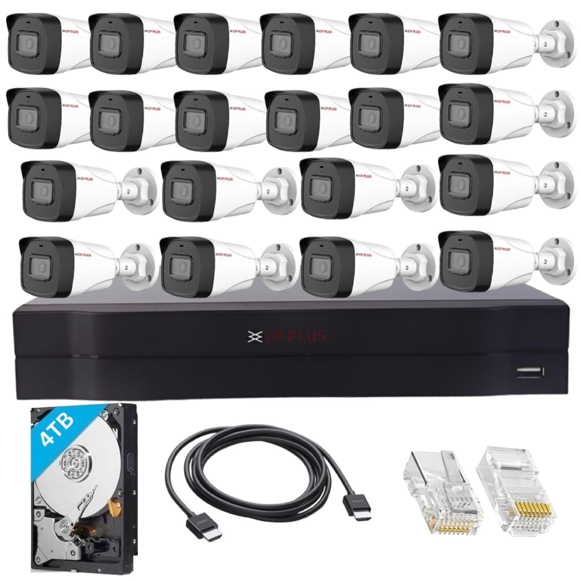 CP PLUS 32 Channel 4K NVR with 20x 2 MP Built-in Audio Mic Outdoor Wired IP CCTV Cameras, Motion Detection, 4TB HDD, 100x RJ45 Connector, [CAT6 Cable & PoE not Included] - White-picture-18