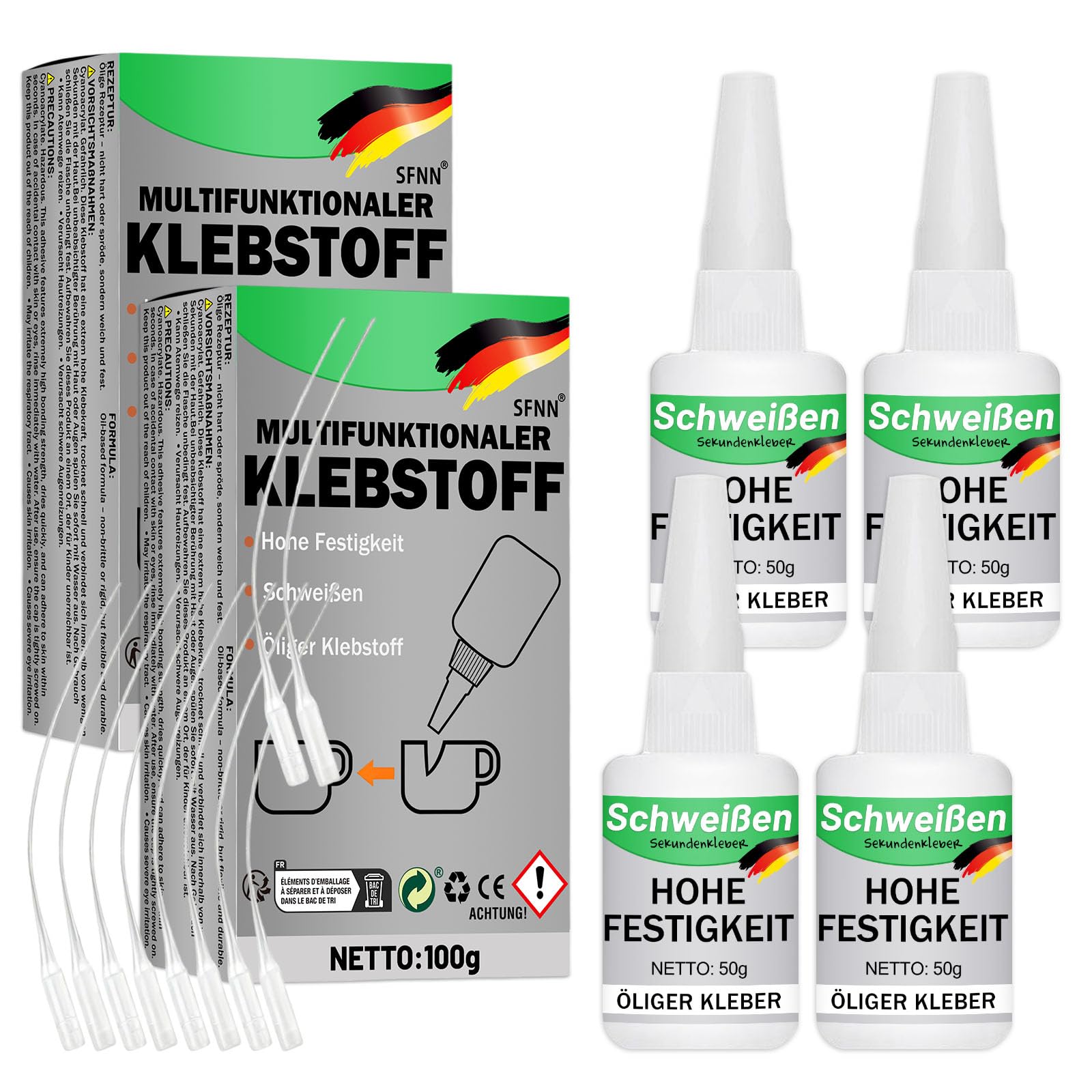 Sekundenkleber Extra Stark, Flaschen mit 50 ml Superkleber Extra Stark für Alles Super Glue Transparent Ölkleber Sekundenkleber Flüssig Schnellkleber Für DIY Mehrere Materialien