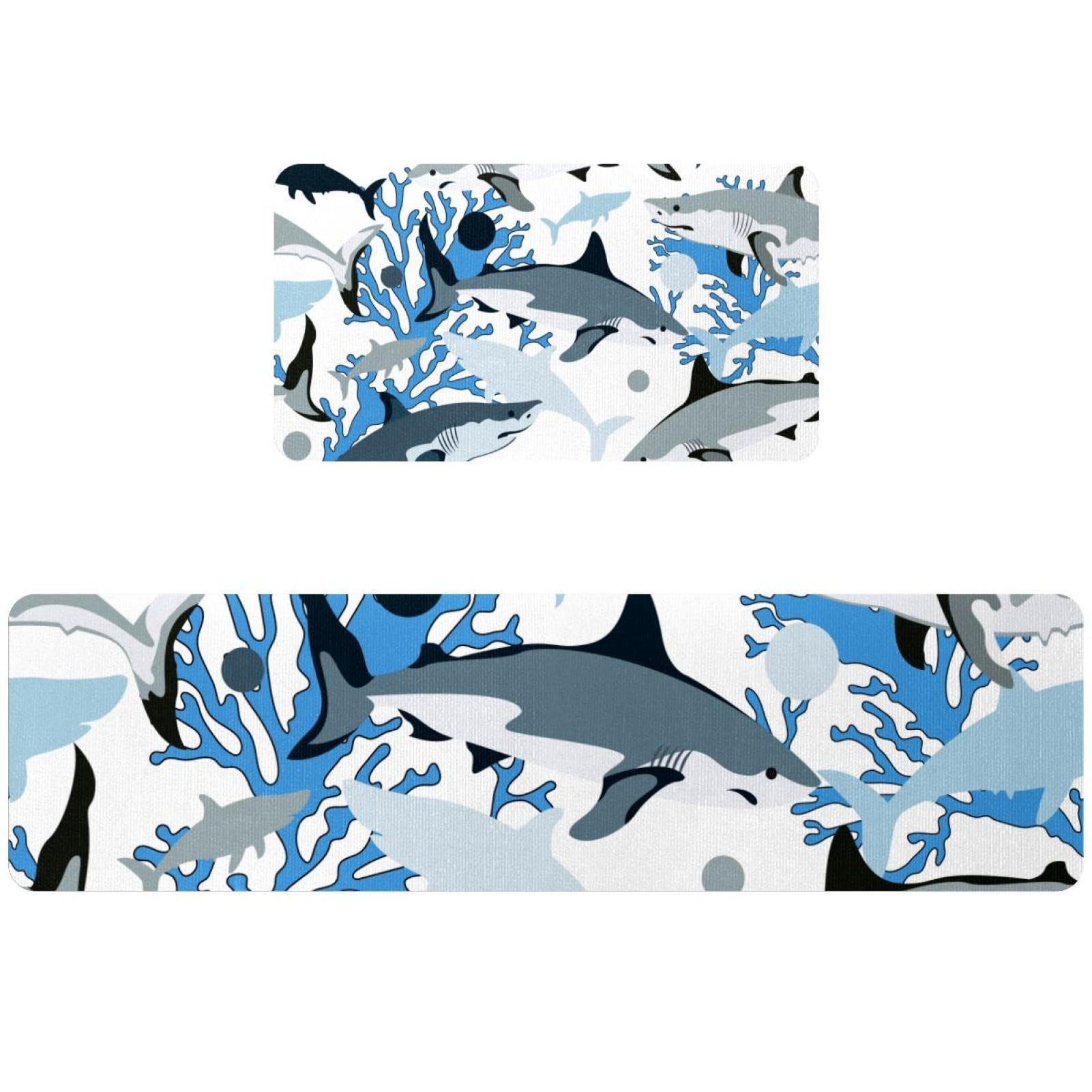Tapis de cuisine antidérapant lavable lot de 2 tapis de couloir et buanderie mer
