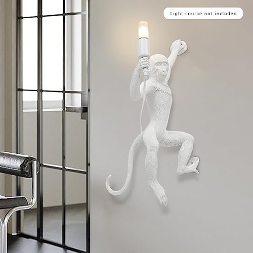 Miniatura 7 de Lámpara de pared vintage de mono, lámpara de resina, lámpara industrial retro, luz blanca de animales vintage E26 para comedor, sala de estar,