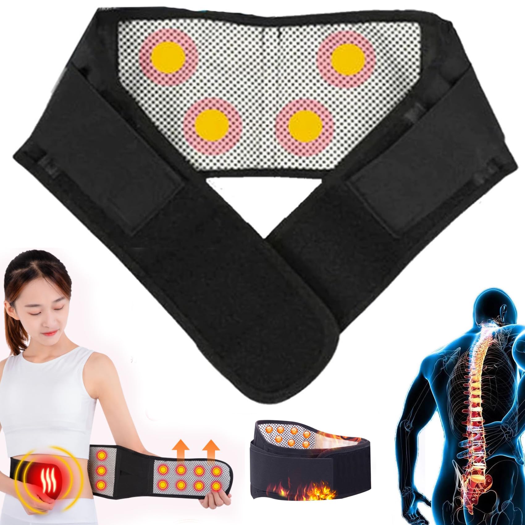 Medplus Acupressure Kidney Care Belt, Tourmaline Self-Heating Waist Support Belt, Thermal Magnetic Therapy Tourmaline Lower Back Waist Support Belt Brace for Pain Relief Sciatica, Kidney Health (M)