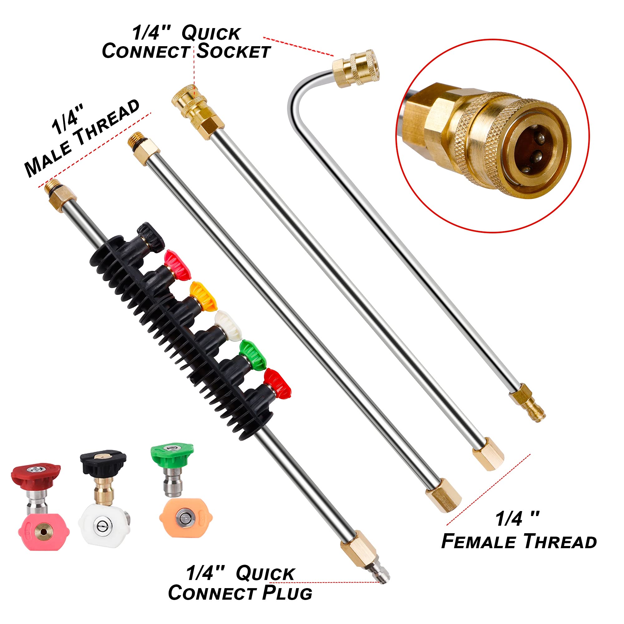 Biswing Pressure Washer Extension Wand Set with 6 Nozzle Tips, 8.5 ft