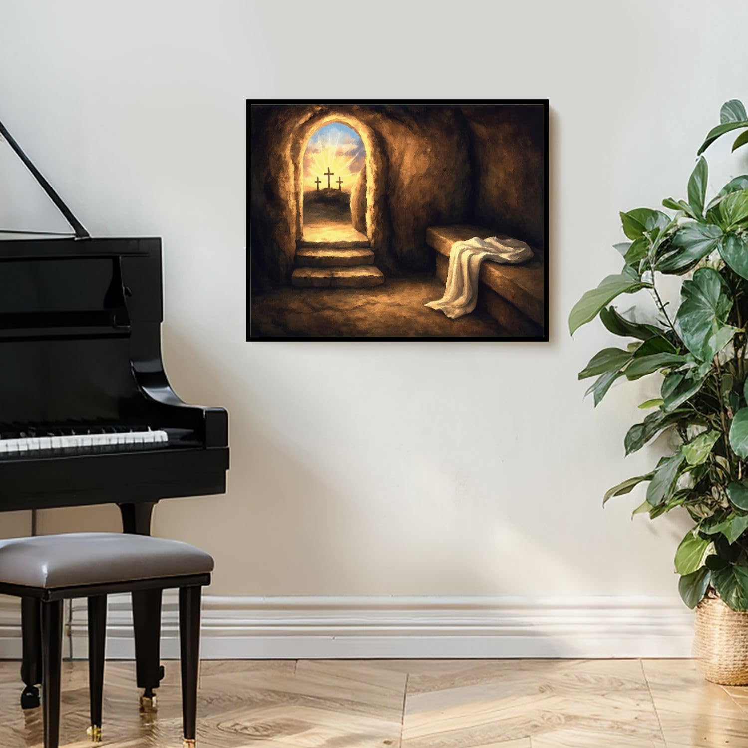 VETEB Paint by Numbers Kit for Adults Beginner Easter Christ Rose from Dead Sunday Morning Dawn Empty Tomb DIY Painting on Canvas by Numbers Acrylic Oil Painting for Home Decor Gifts 16"x20"