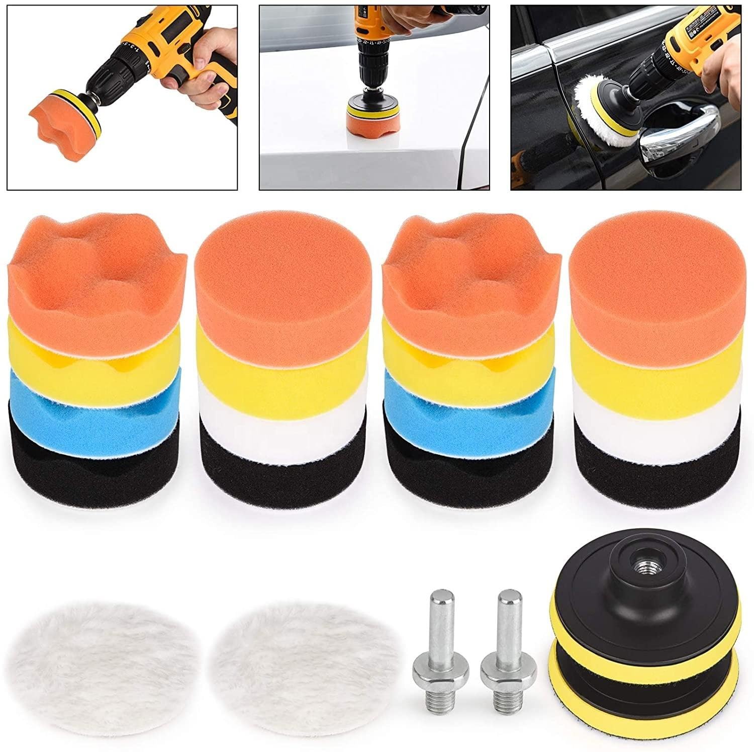 KRIDARSH Car Foam Drill Polishing Pad Kit for Car Bike Buffing Waxing Polishing | High Density Sponge Pads for Scratch Removal, Paint Care, Detailing & Shine Restoration. 1