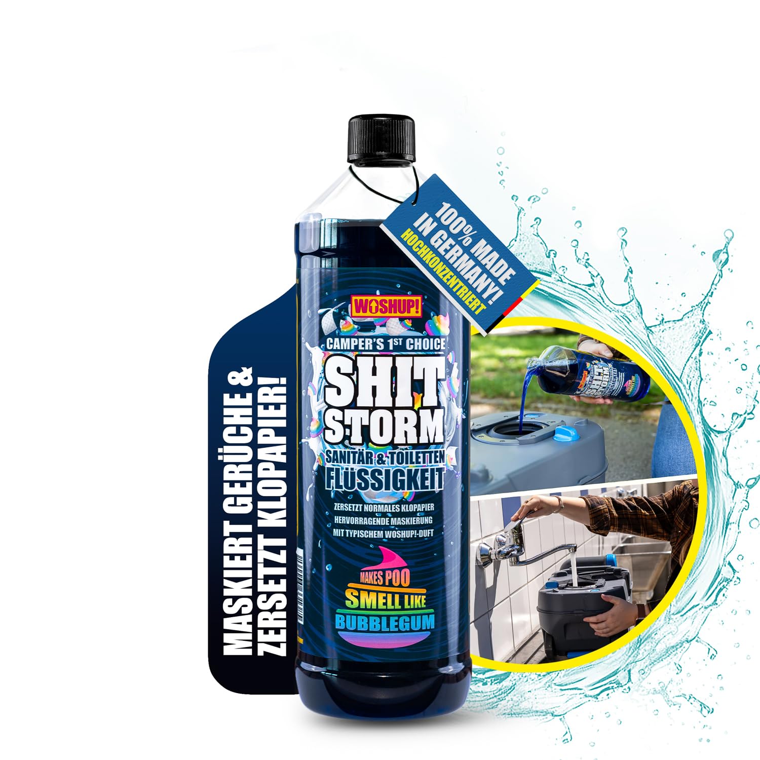 WOSHUP Toiletten-Flüssigkeit Bubblegum-Duft 1 L